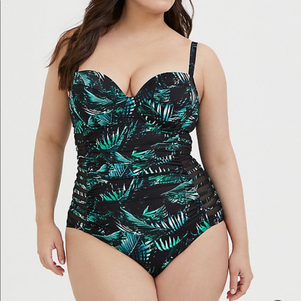 Torrid Palm Push-Up Underwire One-Piece Swimsuit